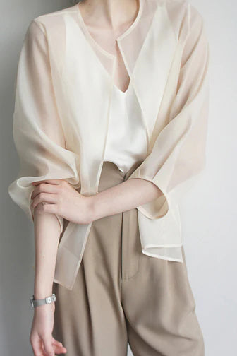 Sun Protection Sheer Organza Blouse